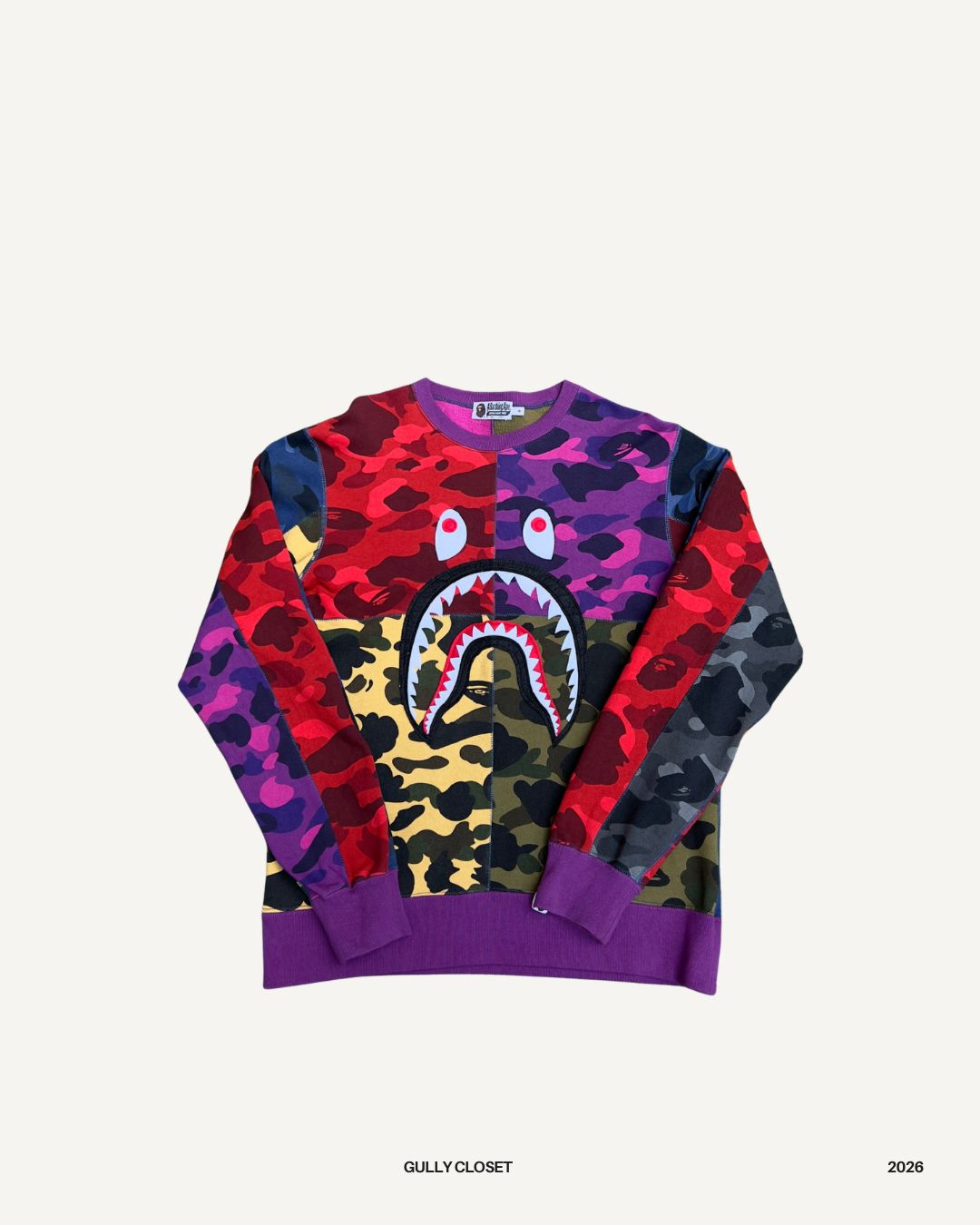 BAPE Crazy Shark Multi - Colour Sweatshirt - Gully Closet